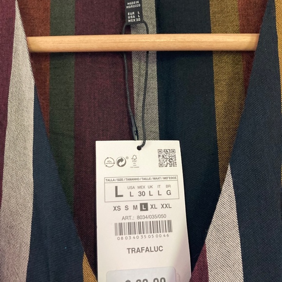 NWT ZARA LONG STRIPED DRESS WITH BUTTONS (L) - Picture 5 of 11